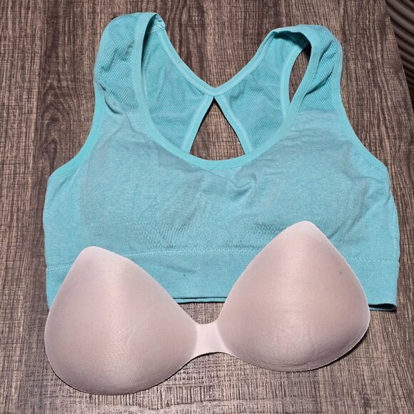 Padded Seamless Sports Bra Yoga Top Comfy Crop Athletic Gym CutoutBack Brand New - Picture 2 of 4